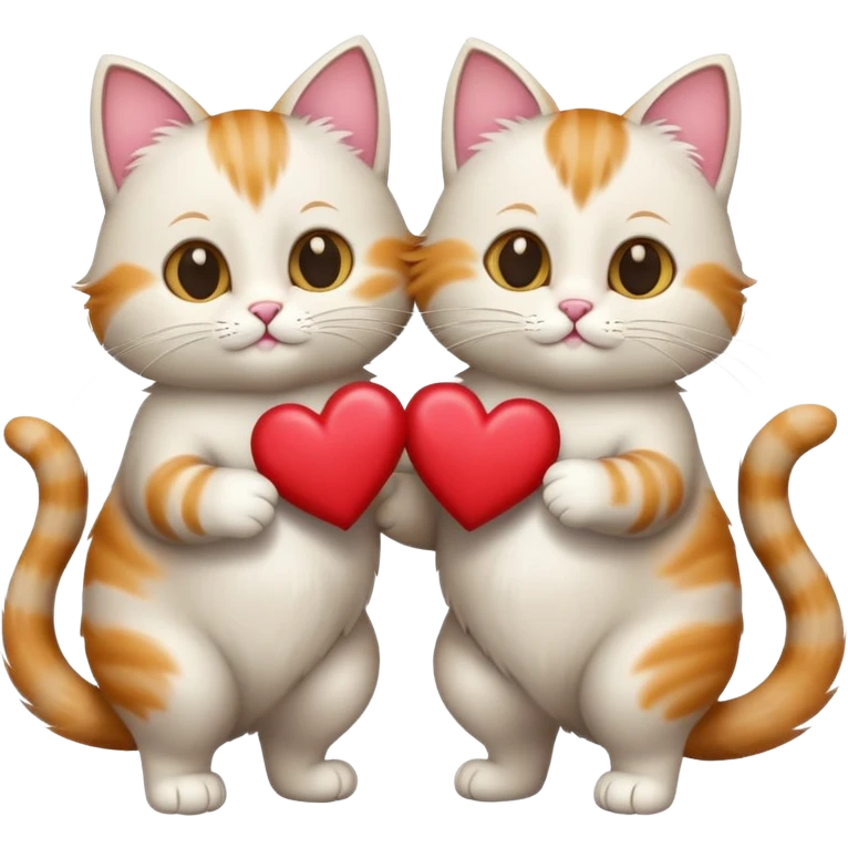 Two cats walking and their tails make heart emoji
