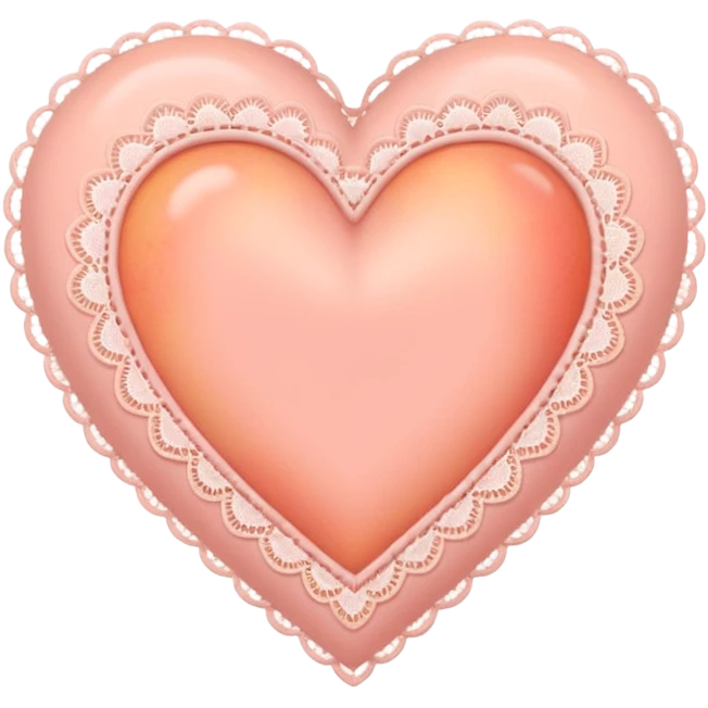 cute baby pink peach colored heart with lace trimming emoji