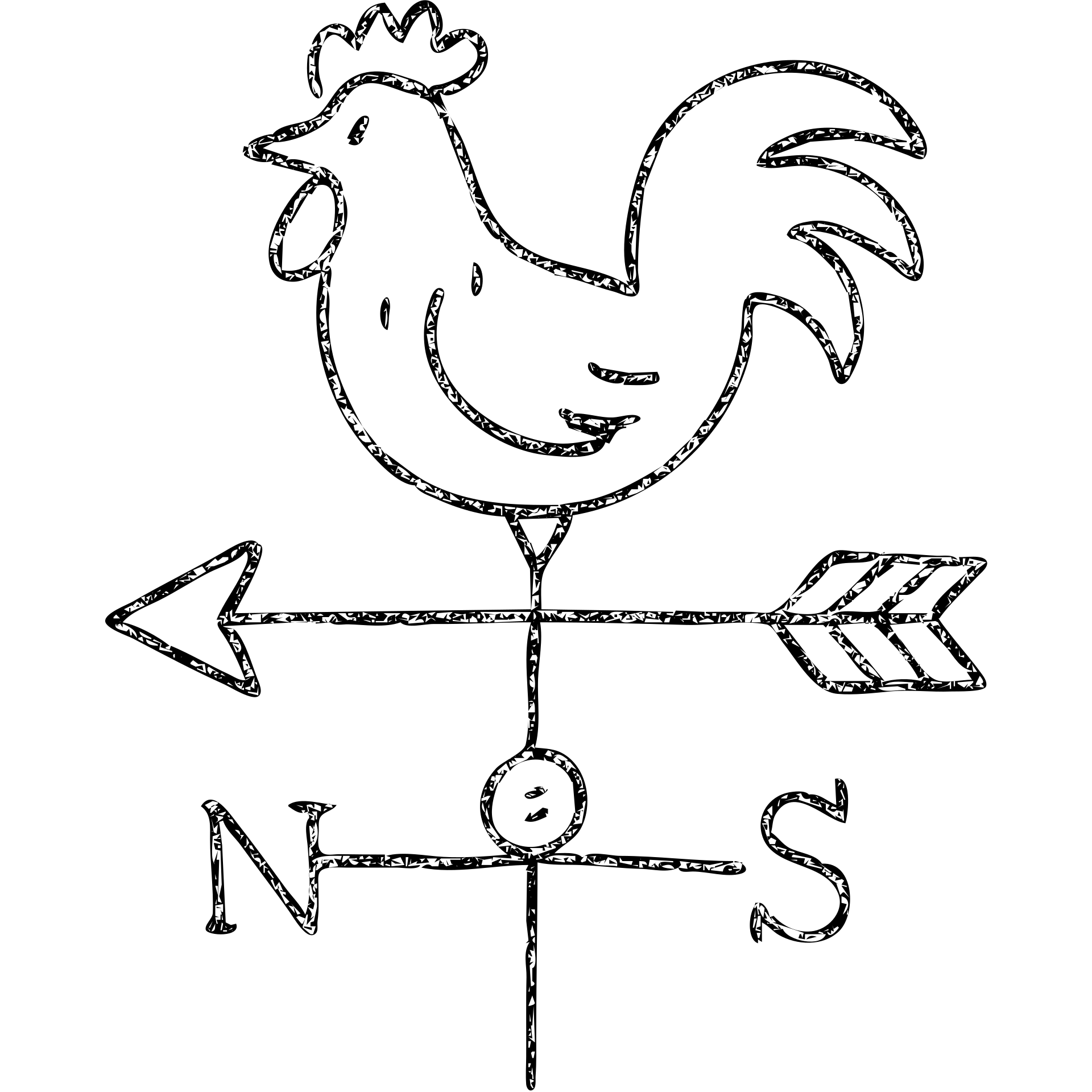 hand-drawn outlined weathervane with rooster emoji