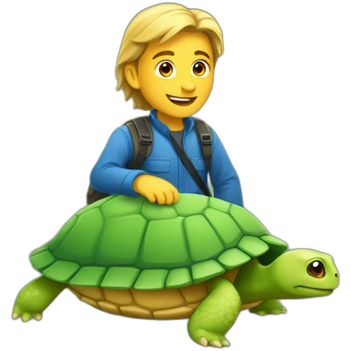 Loufi sur une tortue emoji