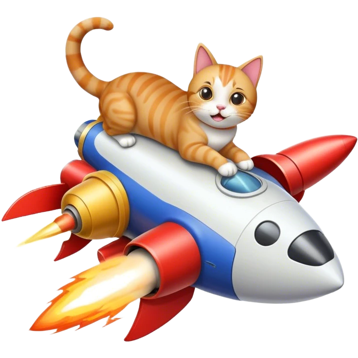 Cat riding on a rocket emoji