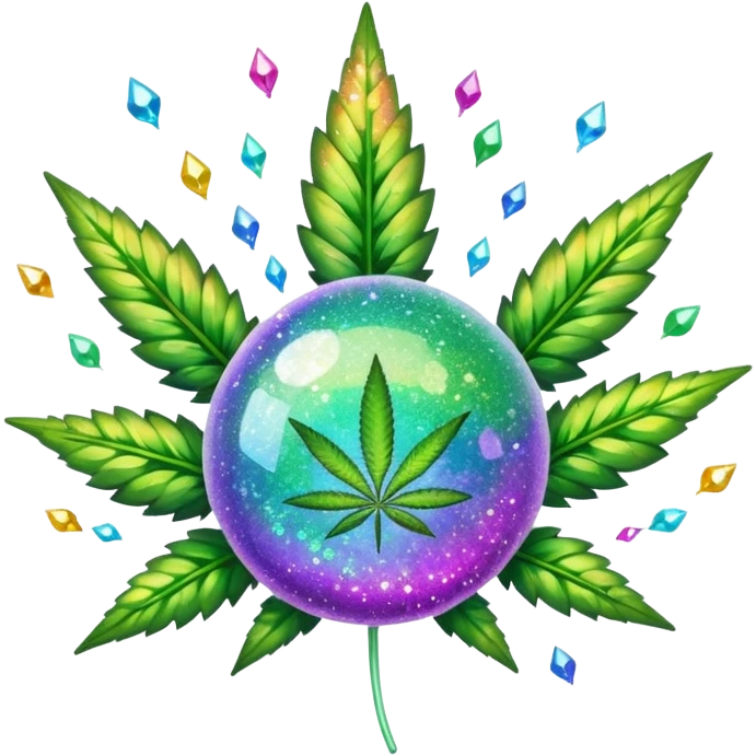 multicolor glitter bomb with weed emoji