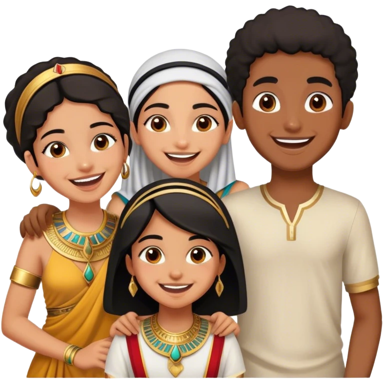 5 bestfriends, 1 south adian girl, 1 Egyptian boy, persian girl, 1 moroccan boy , 1 black boy emoji