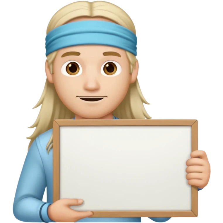 A hair band guy holding a large blank sign emoji