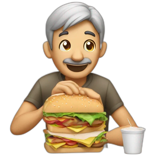 Hombre comiendo un sándwich emoji