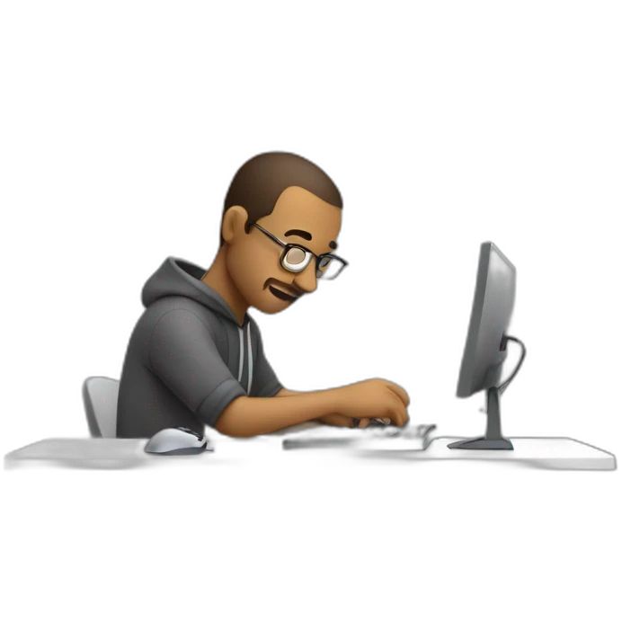Guy coding with a mouse instead of a keyboard emoji