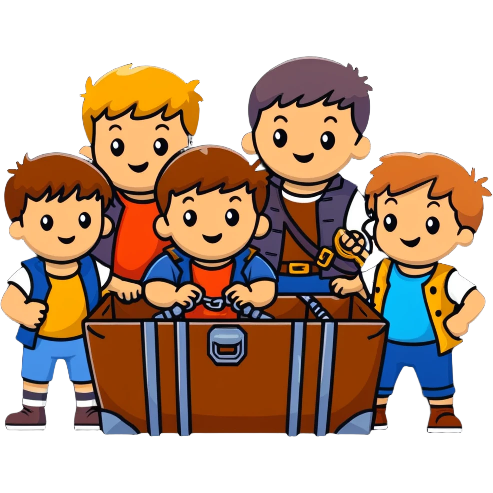 group of kids from the Goonies finding pirate treasure emoji