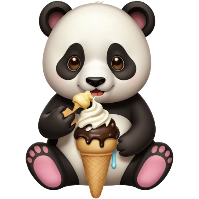 Panda eating ice cream emoji