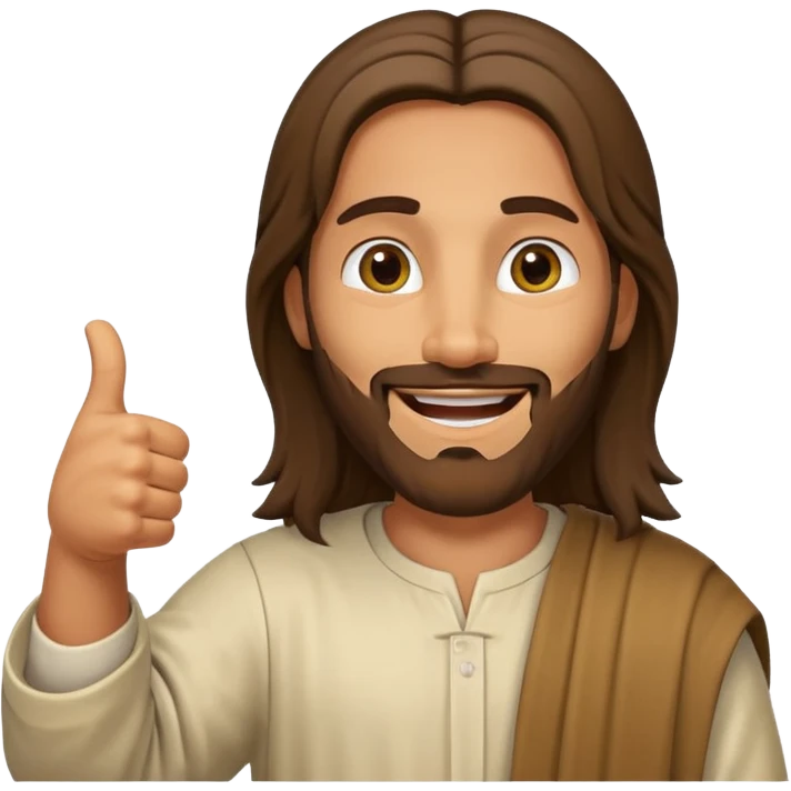 Jesus with a big grin giving a thumbs up emoji