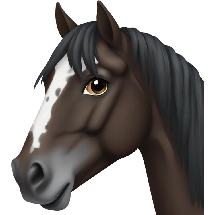 Darkbrown Westernhorse Head with grey spots and a short black standing mane  emoji
