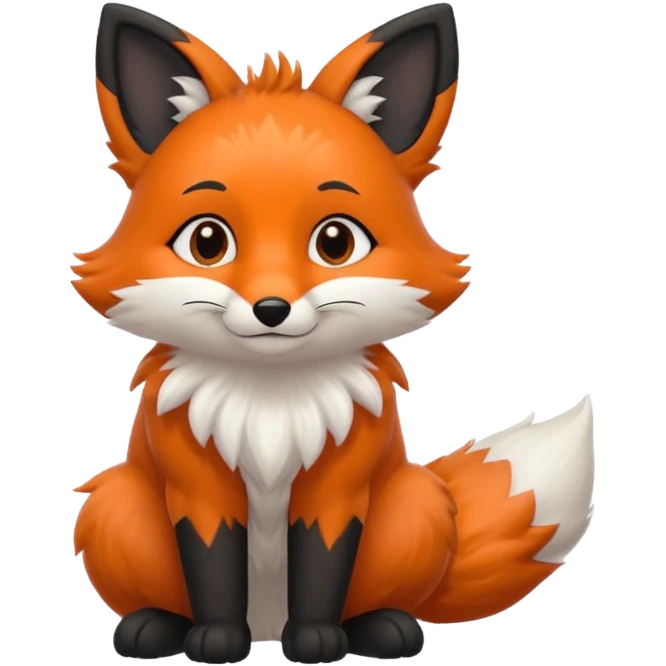 Floofy the Creampuff fox blackish gray fur color chubby Black paws orange color 3 tails emoji