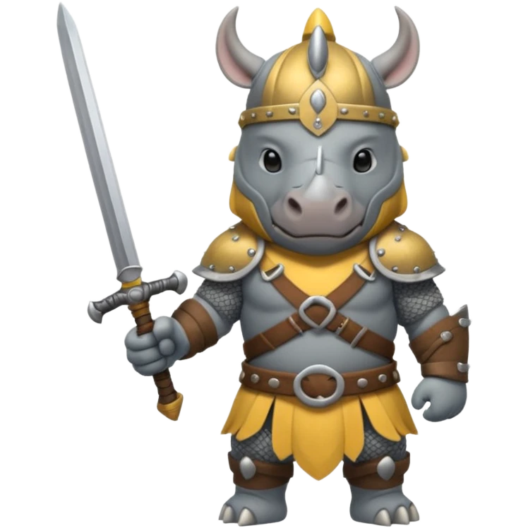 rhino with viking helmet and sword emoji