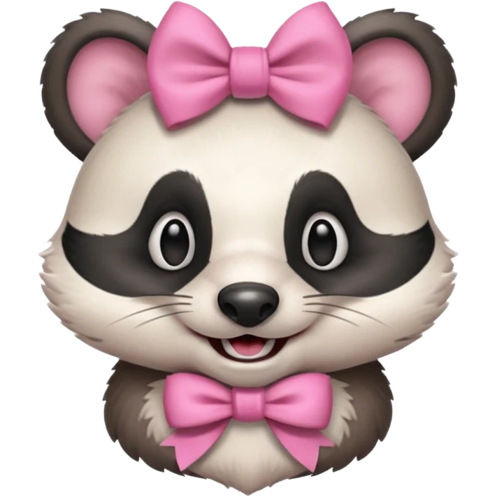 happy badger with a pink bow, portrait, bust up emoji