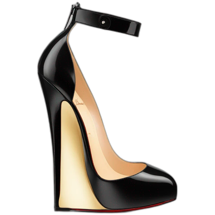 One WEDGE heel LOUBOUTIN black leather PATENT emoji