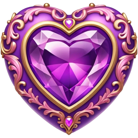 bright purple pink gemstone Rococo heart box emoji