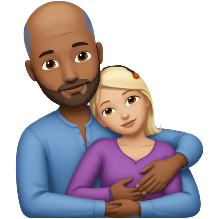 Naked bald Indian man with a beard spooning naked blonde woman emoji