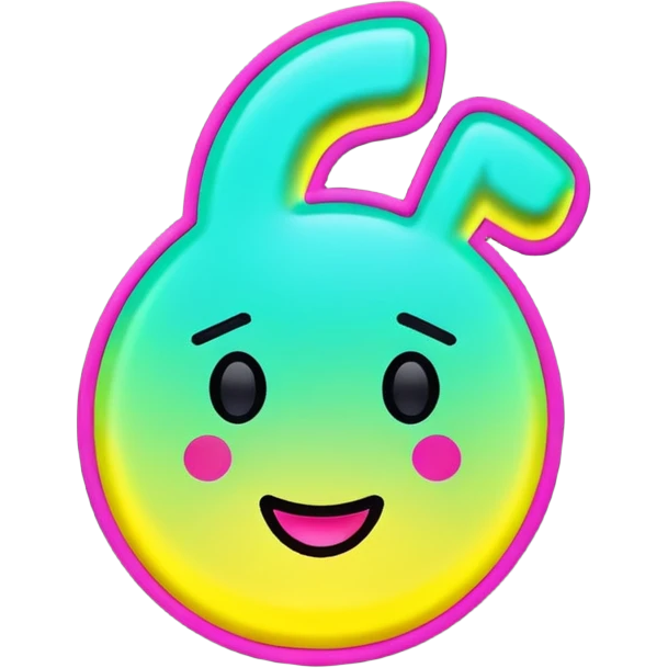 tiktok logo but neon colors and glow with transparent background emoji