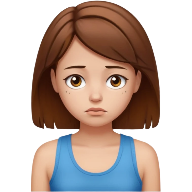 Mutsuz kız üstünde askılı kıyafet olan emoji