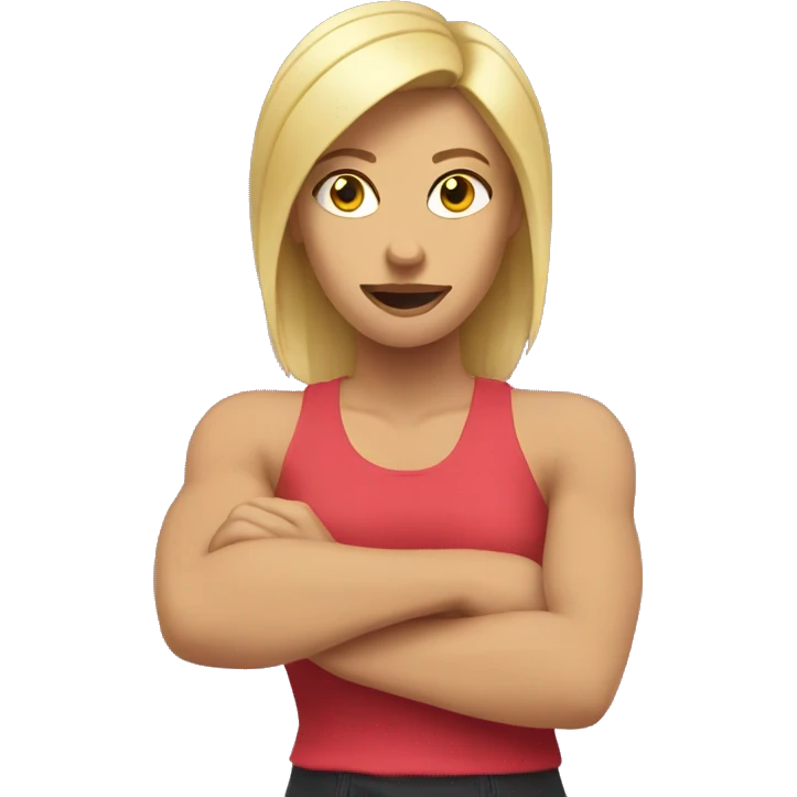 Blonde woman flexing arm muscle emoji