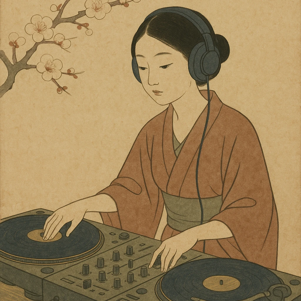 girl playing DJ set emoji