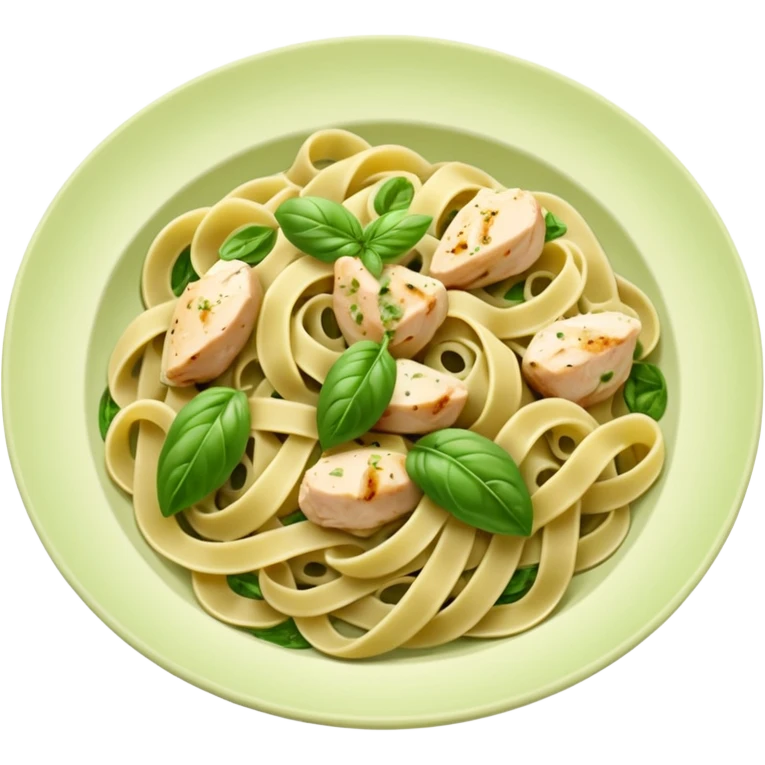 Pesto soslu tavuklu makarna emoji