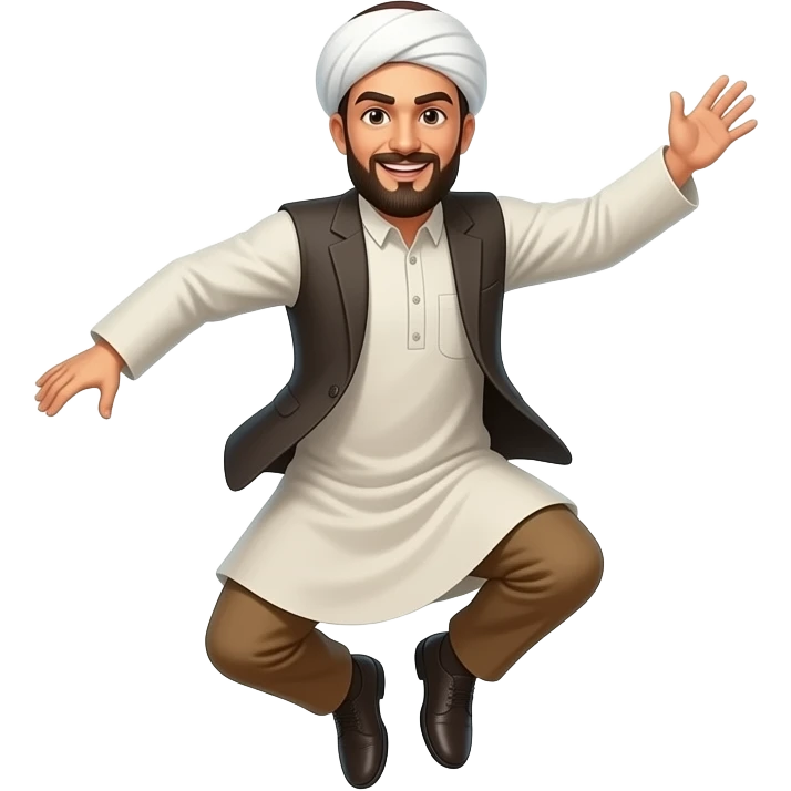Persian Farso man with no hat jumping over fire emoji