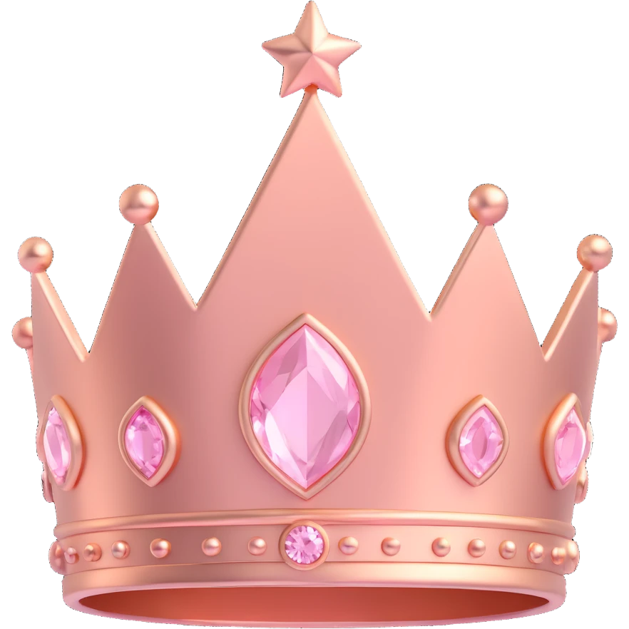 rose gold crown, metallic, soft pink, minimal background, simpler modern crown emoji
