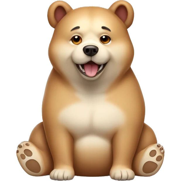 chubby bear dog with a belly emoji
