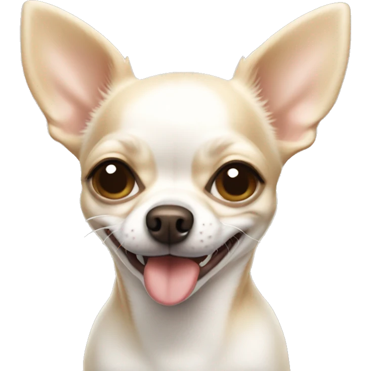 white and beige chihuahua winking emoji