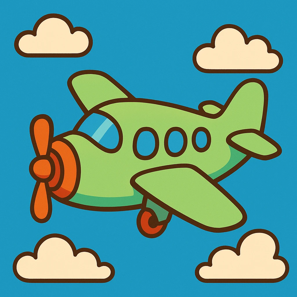 light green airplane, playful cartoon style emoji