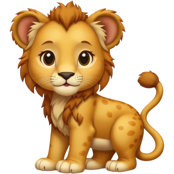 in lion family, only baby Girl lion., full body, single tail emoji