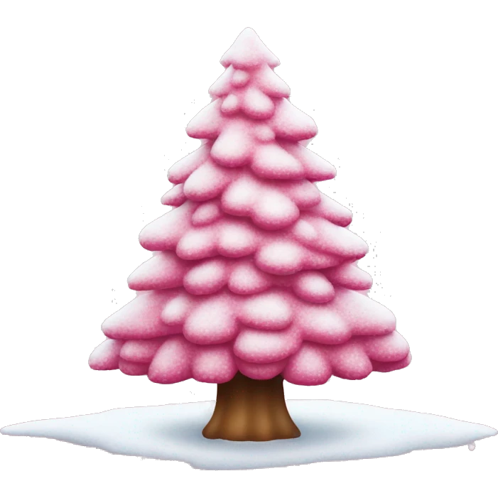 Pink Christmas tree with snow on it. emoji