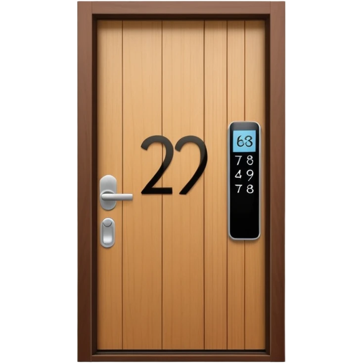 modern villa door number wood Japanese with smart screen lock emoji