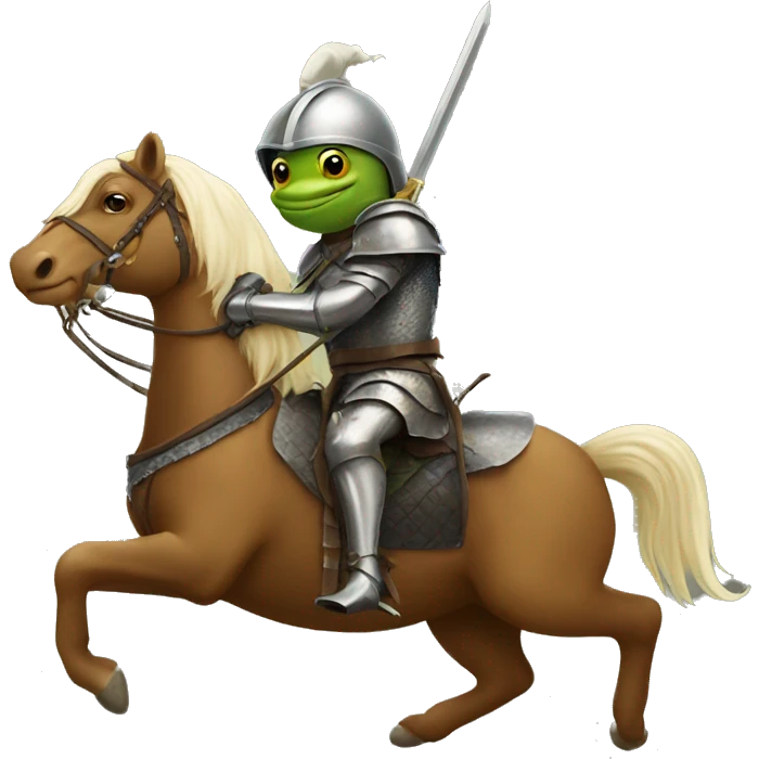 A frog knight riding a horse emoji