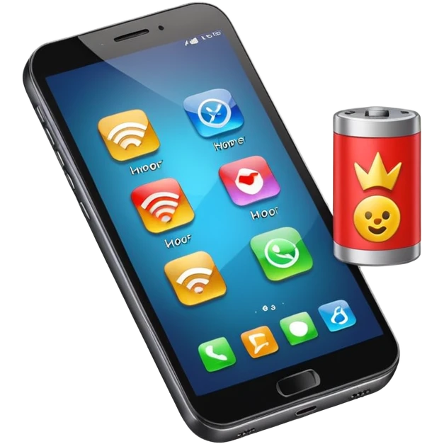 Honor phone with app icons, time, Wi-Fi and battery level emoji