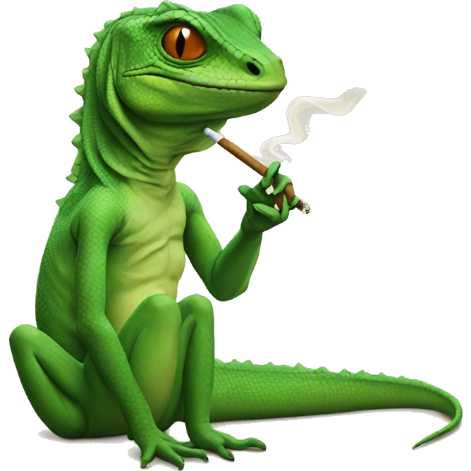 Lizard smoking a joint emoji