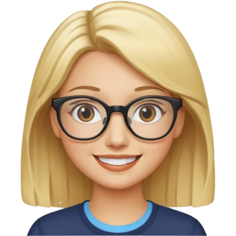 female with fair complexion, blonde hair with eyeglasses emoji