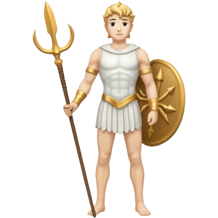 a marble man statue full body holding trident emoji