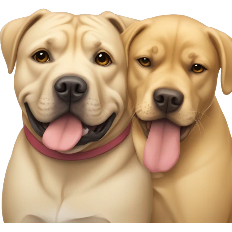 American bully and Golden Labrador retriever hug  emoji
