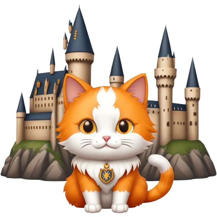 Cat with hogwarts castle emoji