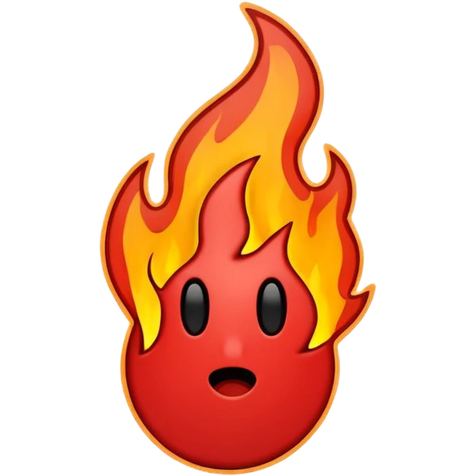 Minimalist emoji-style sticker of a bold exclamation mark surrounded by small flames or cracks. Black and dull red color palette, no outline.
 emoji