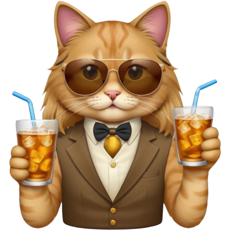 cat long  in drink holders with sunglasses dikkine dress emoji