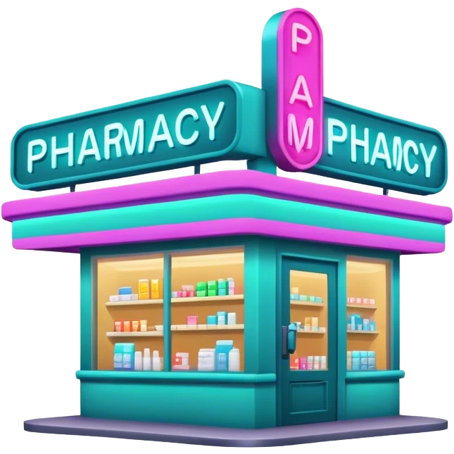 Neon pharmacy shop sign emoji