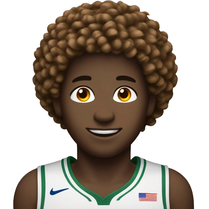 Garcon aux cheveux bouclés qui fait du basket emoji