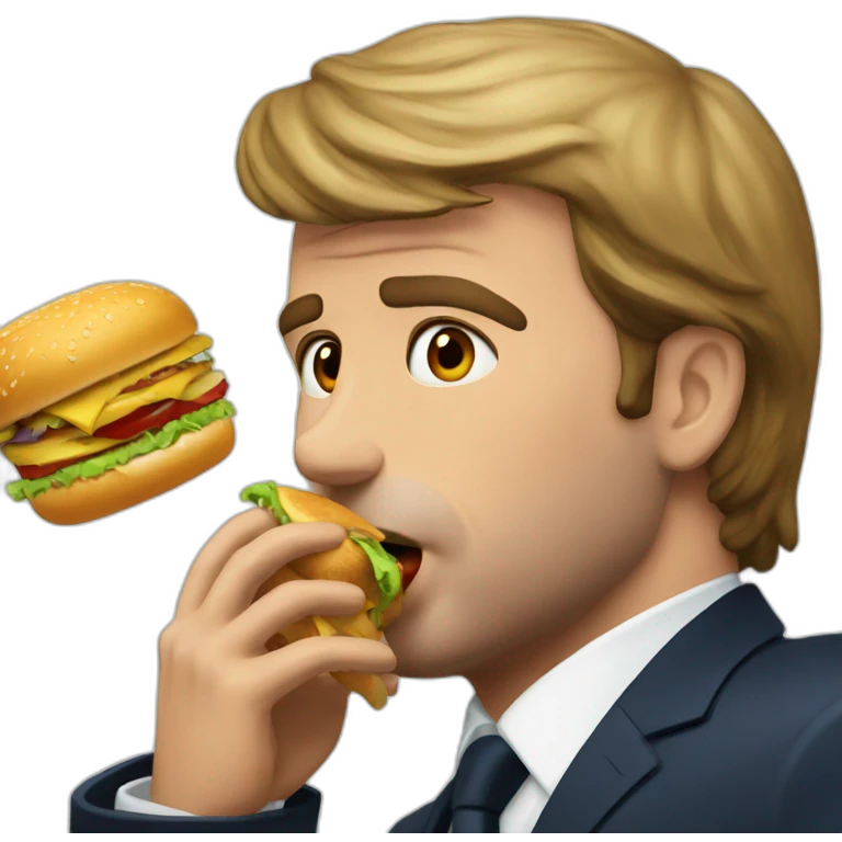 macron eating burger emoji