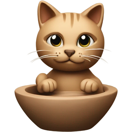 A cat made of clay, on a potters wheel  emoji