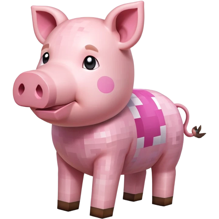 pink pig playing minecraft  emoji