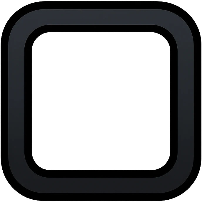 modern icon of a square with rounded corners, white inside, gentle flowing transition to black outside, no outline, no text emoji