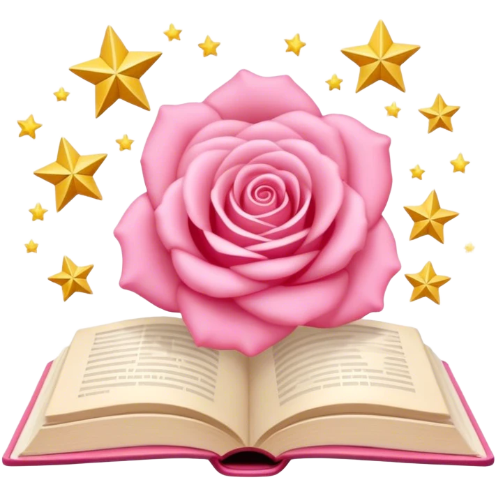 Un livre rose poudre minimaliste ouvert avec des étoiles qui en sortent  emoji