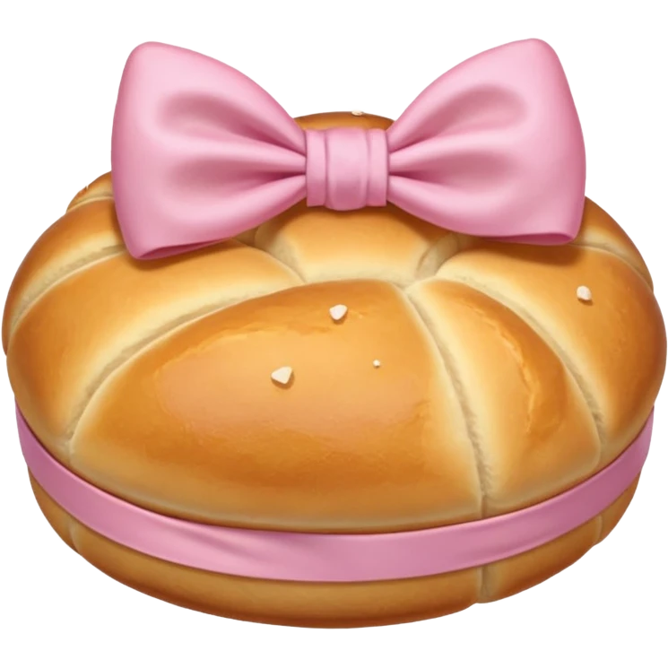 Korean salt bread with pastel pink bow emoji